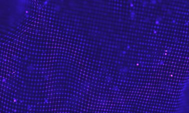 Poligonal yüzey soyut fütüristik Illustration. Düşük Poli noktalar ve çizgiler koyu arka plan üzerinde bağlanma şekli. 3D render