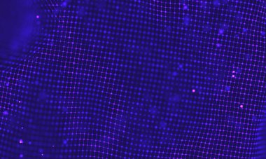 Poligonal yüzey soyut fütüristik Illustration. Düşük Poli noktalar ve çizgiler koyu arka plan üzerinde bağlanma şekli. 3D render