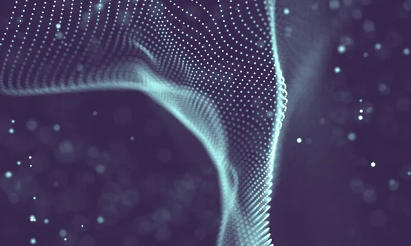 Poligonal yüzey soyut fütüristik Illustration. Düşük Poli noktalar ve çizgiler koyu arka plan üzerinde bağlanma şekli. 3D render