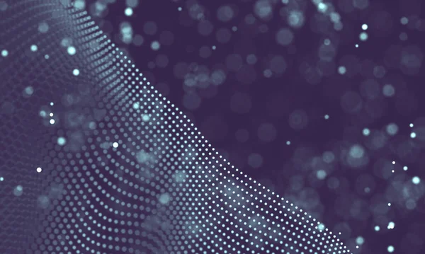 Poligonal yüzey soyut fütüristik Illustration. Düşük Poli noktalar ve çizgiler koyu arka plan üzerinde bağlanma şekli. 3D render