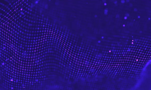 Poligonal yüzey soyut fütüristik Illustration. Düşük Poli noktalar ve çizgiler koyu arka plan üzerinde bağlanma şekli. 3D render