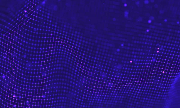 Poligonal yüzey soyut fütüristik Illustration. Düşük Poli noktalar ve çizgiler koyu arka plan üzerinde bağlanma şekli. 3D render