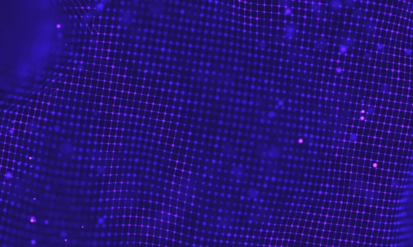 Poligonal yüzey soyut fütüristik Illustration. Düşük Poli noktalar ve çizgiler koyu arka plan üzerinde bağlanma şekli. 3D render