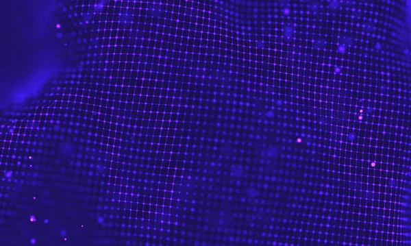 Poligonal yüzey soyut fütüristik Illustration. Düşük Poli noktalar ve çizgiler koyu arka plan üzerinde bağlanma şekli. 3D render