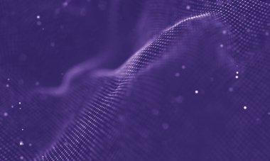 Veri teknolojisi soyut gelecek çizimi. Karanlık arka planda noktaları ve çizgileri birleştiren düşük polimerli bir şekil. 3 boyutlu görüntüleme. Büyük veri görselleştirmesi .