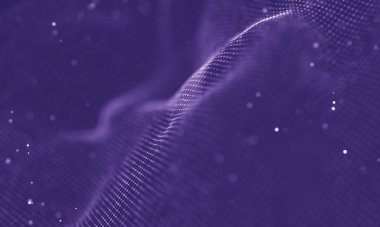 Veri teknolojisi soyut gelecek çizimi. Karanlık arka planda noktaları ve çizgileri birleştiren düşük polimerli bir şekil. 3 boyutlu görüntüleme. Büyük veri görselleştirmesi .