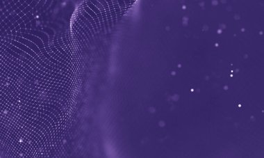 Veri teknolojisi soyut gelecek çizimi. Karanlık arka planda noktaları ve çizgileri birleştiren düşük polimerli bir şekil. 3 boyutlu görüntüleme. Büyük veri görselleştirmesi .