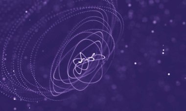 Veri teknolojisi soyut gelecek çizimi. Karanlık arka planda noktaları ve çizgileri birleştiren düşük polimerli bir şekil. 3 boyutlu görüntüleme. Büyük veri görselleştirmesi .