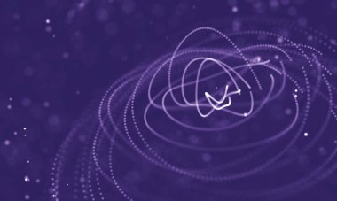 Veri teknolojisi soyut gelecek çizimi. Karanlık arka planda noktaları ve çizgileri birleştiren düşük polimerli bir şekil. 3 boyutlu görüntüleme. Büyük veri görselleştirmesi .