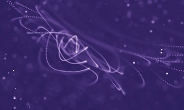 Veri teknolojisi soyut gelecek çizimi. Karanlık arka planda noktaları ve çizgileri birleştiren düşük polimerli bir şekil. 3 boyutlu görüntüleme. Büyük veri görselleştirmesi .