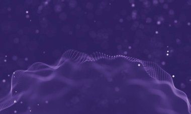 Veri teknolojisi soyut gelecek çizimi. Karanlık arka planda noktaları ve çizgileri birleştiren düşük polimerli bir şekil. 3 boyutlu görüntüleme. Büyük veri görselleştirmesi .