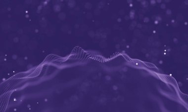 Veri teknolojisi soyut gelecek çizimi. Karanlık arka planda noktaları ve çizgileri birleştiren düşük polimerli bir şekil. 3 boyutlu görüntüleme. Büyük veri görselleştirmesi .