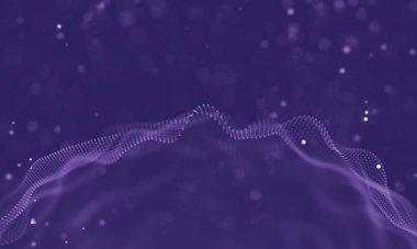 Veri teknolojisi soyut gelecek çizimi. Karanlık arka planda noktaları ve çizgileri birleştiren düşük polimerli bir şekil. 3 boyutlu görüntüleme. Büyük veri görselleştirmesi .