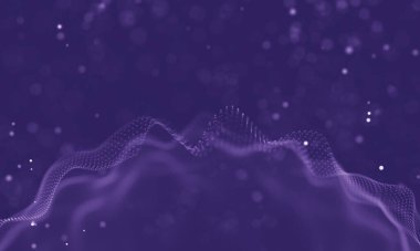 Veri teknolojisi soyut gelecek çizimi. Karanlık arka planda noktaları ve çizgileri birleştiren düşük polimerli bir şekil. 3 boyutlu görüntüleme. Büyük veri görselleştirmesi .