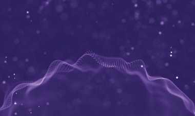 Veri teknolojisi soyut gelecek çizimi. Karanlık arka planda noktaları ve çizgileri birleştiren düşük polimerli bir şekil. 3 boyutlu görüntüleme. Büyük veri görselleştirmesi .