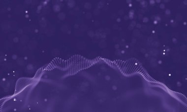 Veri teknolojisi soyut gelecek çizimi. Karanlık arka planda noktaları ve çizgileri birleştiren düşük polimerli bir şekil. 3 boyutlu görüntüleme. Büyük veri görselleştirmesi .