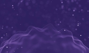 Veri teknolojisi soyut gelecek çizimi. Karanlık arka planda noktaları ve çizgileri birleştiren düşük polimerli bir şekil. 3 boyutlu görüntüleme. Büyük veri görselleştirmesi .