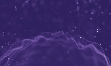 Veri teknolojisi soyut gelecek çizimi. Karanlık arka planda noktaları ve çizgileri birleştiren düşük polimerli bir şekil. 3 boyutlu görüntüleme. Büyük veri görselleştirmesi .