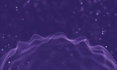 Veri teknolojisi soyut gelecek çizimi. Karanlık arka planda noktaları ve çizgileri birleştiren düşük polimerli bir şekil. 3 boyutlu görüntüleme. Büyük veri görselleştirmesi .