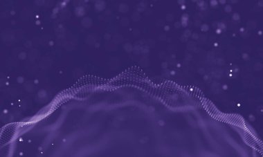 Veri teknolojisi soyut gelecek çizimi. Karanlık arka planda noktaları ve çizgileri birleştiren düşük polimerli bir şekil. 3 boyutlu görüntüleme. Büyük veri görselleştirmesi .