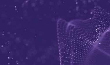 Veri teknolojisi soyut gelecek çizimi. Karanlık arka planda noktaları ve çizgileri birleştiren düşük polimerli bir şekil. 3 boyutlu görüntüleme. Büyük veri görselleştirmesi .