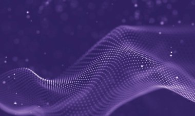 Veri teknolojisi soyut gelecek çizimi. Karanlık arka planda noktaları ve çizgileri birleştiren düşük polimerli bir şekil. 3 boyutlu görüntüleme. Büyük veri görselleştirmesi .