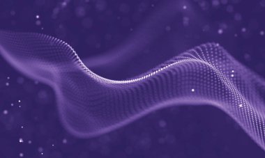 Veri teknolojisi soyut gelecek çizimi. Karanlık arka planda noktaları ve çizgileri birleştiren düşük polimerli bir şekil. 3 boyutlu görüntüleme. Büyük veri görselleştirmesi .