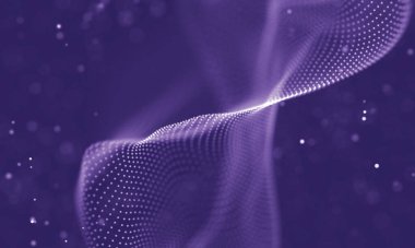 Veri teknolojisi soyut gelecek çizimi. Karanlık arka planda noktaları ve çizgileri birleştiren düşük polimerli bir şekil. 3 boyutlu görüntüleme. Büyük veri görselleştirmesi .