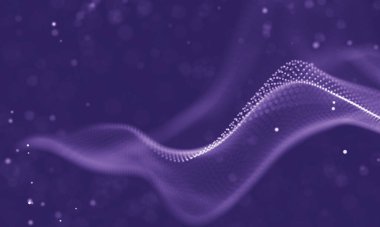 Veri teknolojisi soyut gelecek çizimi. Karanlık arka planda noktaları ve çizgileri birleştiren düşük polimerli bir şekil. 3 boyutlu görüntüleme. Büyük veri görselleştirmesi .