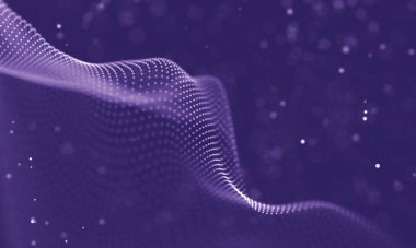 Veri teknolojisi soyut gelecek çizimi. Karanlık arka planda noktaları ve çizgileri birleştiren düşük polimerli bir şekil. 3 boyutlu görüntüleme. Büyük veri görselleştirmesi .