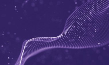 Veri teknolojisi soyut gelecek çizimi. Karanlık arka planda noktaları ve çizgileri birleştiren düşük polimerli bir şekil. 3 boyutlu görüntüleme. Büyük veri görselleştirmesi .