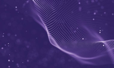 Veri teknolojisi soyut gelecek çizimi. Karanlık arka planda noktaları ve çizgileri birleştiren düşük polimerli bir şekil. 3 boyutlu görüntüleme. Büyük veri görselleştirmesi .