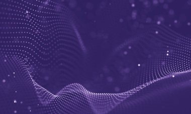 Veri teknolojisi soyut gelecek çizimi. Karanlık arka planda noktaları ve çizgileri birleştiren düşük polimerli bir şekil. 3 boyutlu görüntüleme. Büyük veri görselleştirmesi .