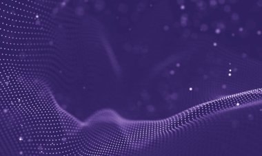 Veri teknolojisi soyut gelecek çizimi. Karanlık arka planda noktaları ve çizgileri birleştiren düşük polimerli bir şekil. 3 boyutlu görüntüleme. Büyük veri görselleştirmesi .