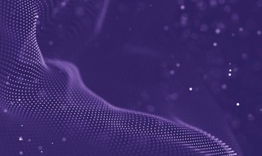 Veri teknolojisi soyut gelecek çizimi. Karanlık arka planda noktaları ve çizgileri birleştiren düşük polimerli bir şekil. 3 boyutlu görüntüleme. Büyük veri görselleştirmesi .