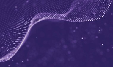 Veri teknolojisi soyut gelecek çizimi. Karanlık arka planda noktaları ve çizgileri birleştiren düşük polimerli bir şekil. 3 boyutlu görüntüleme. Büyük veri görselleştirmesi .