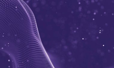 Veri teknolojisi soyut gelecek çizimi. Karanlık arka planda noktaları ve çizgileri birleştiren düşük polimerli bir şekil. 3 boyutlu görüntüleme. Büyük veri görselleştirmesi .