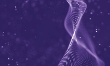 Veri teknolojisi soyut gelecek çizimi. Karanlık arka planda noktaları ve çizgileri birleştiren düşük polimerli bir şekil. 3 boyutlu görüntüleme. Büyük veri görselleştirmesi .