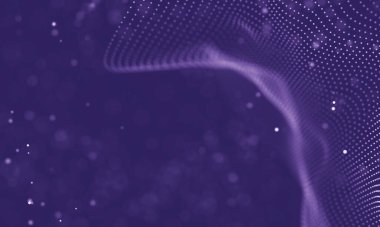 Veri teknolojisi soyut gelecek çizimi. Karanlık arka planda noktaları ve çizgileri birleştiren düşük polimerli bir şekil. 3 boyutlu görüntüleme. Büyük veri görselleştirmesi .