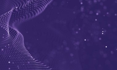 Veri teknolojisi soyut gelecek çizimi. Karanlık arka planda noktaları ve çizgileri birleştiren düşük polimerli bir şekil. 3 boyutlu görüntüleme. Büyük veri görselleştirmesi .