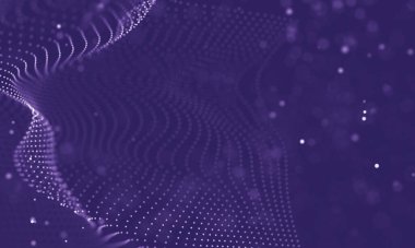 Veri teknolojisi soyut gelecek çizimi. Karanlık arka planda noktaları ve çizgileri birleştiren düşük polimerli bir şekil. 3 boyutlu görüntüleme. Büyük veri görselleştirmesi .