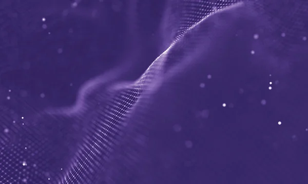 Datentechnologie abstrakte futuristische Illustration. Niedrige Poly-Form mit Verbindungspunkten und Linien auf dunklem Hintergrund. 3D-Rendering. Visualisierung von Big Data . — Stockfoto