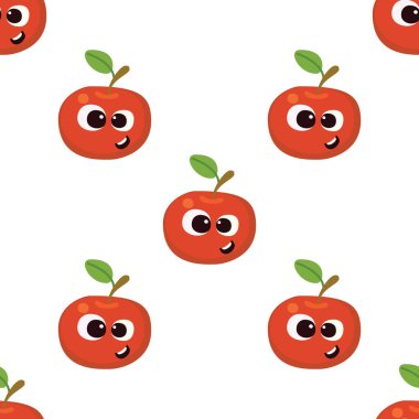 Meyveli bebek çizgi filminin dikişsiz şekli. Şirin yüzlü bir elma karakteri. Çocukların giydiği ya da oyuncaklarının yemek geçmişi