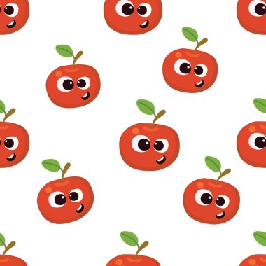 Meyveli bebek çizgi filminin dikişsiz şekli. Şirin yüzlü bir elma karakteri. Çocukların giydiği ya da oyuncaklarının yemek geçmişi