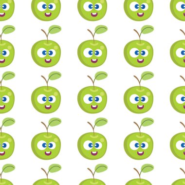 Meyveli bebek çizgi filminin dikişsiz şekli. Şirin yüzlü bir elma karakteri. Çocukların giydiği ya da oyuncaklarının yemek geçmişi