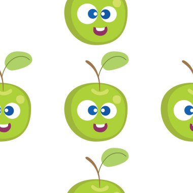 Meyveli bebek çizgi filminin dikişsiz şekli. Şirin yüzlü bir elma karakteri. Çocukların giydiği ya da oyuncaklarının yemek geçmişi