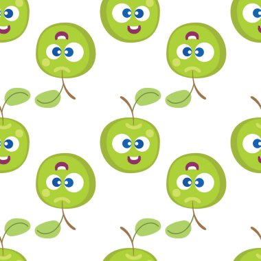 Meyveli bebek çizgi filminin dikişsiz şekli. Şirin yüzlü bir elma karakteri. Çocukların giydiği ya da oyuncaklarının yemek geçmişi