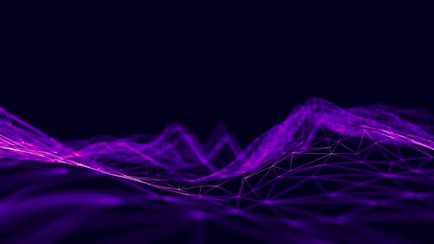 波浪抽象的紫色波浪动画.无缝圈4k 。紫色技术背景. — 图库视频影像