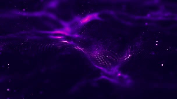 波抽象紫色の波アニメーション。シームレスループ4k.紫の技術の背景. — ストック動画