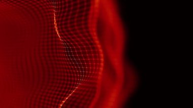 Soyut arkaplansız döngüyü ateşle. Teknoloji geçmişi. Kırmızı soyut parçacıklar.